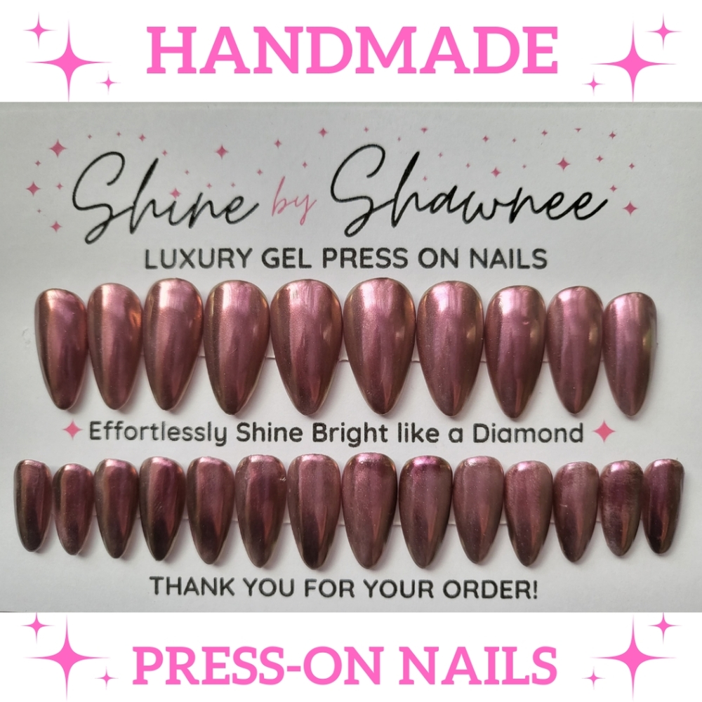 Handmade Luxury Press-On Nails | Sturdy & Reusable | PINK CHROME